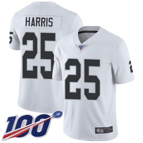 Men Oakland Raiders Limited White Erik Harris Road Jersey NFL Football #25 100th Season Vapor Jersey